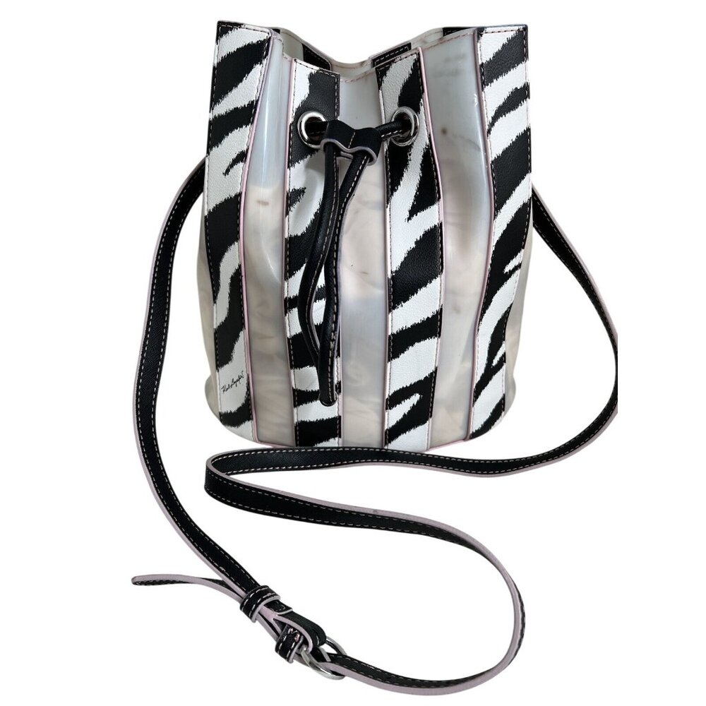 Karl Lagerfeld Paris Adele Zebra Print Novelty Bag With Pink Trim